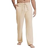 LETAOTAO Tall Linen Pants for Men 32/34/36/38 Inseam Summer Yoga Beach Long Trousers Relaxed Fit Straight Legs