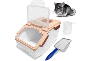 Arfubye Large Chinchilla Sand Bath Container Kit Plastic Chinchillas Dust Bath House with Sand Cup and Sand Shovel Hamster Shower Room for Hedgehog Guinea Pig Squirrel and Other Small Animals（Pink）