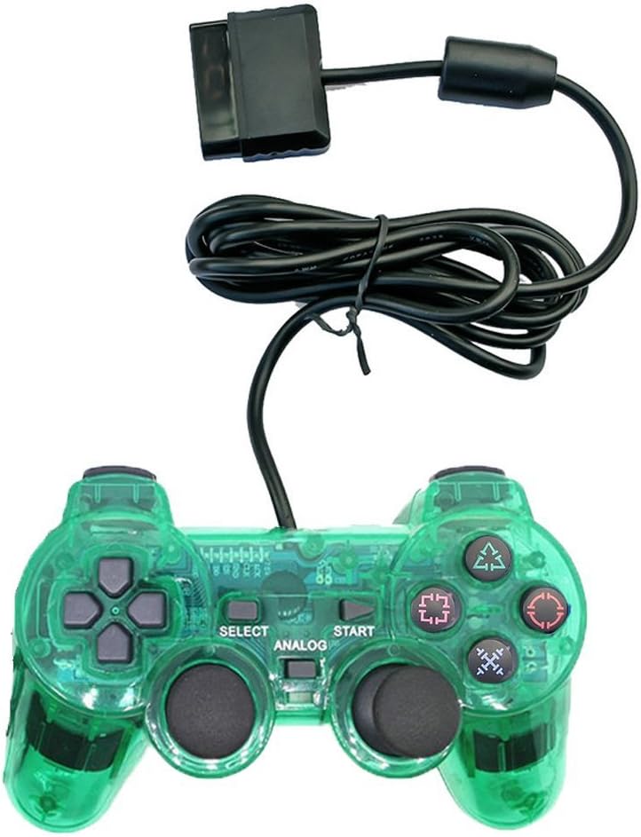 Saloke Wired Gaming Controller for Ps2 Double Shock (Clear Green)