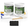 DWIL Matte Finish Furniture Paint - 64 Oz Wood Paint for Cabinets, Doors, Tables, and Dressers Refinishing - Water-Based, Non-Toxic & Odorless, Easy to Apply(Black)-With Tools