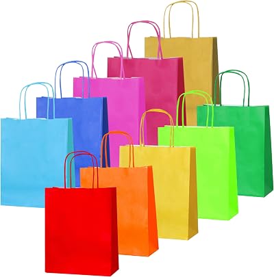Thepaperbagstore 50 Rainbow Small Twist Handle Paper Bags 18x22x8cm