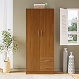 Panana Modern 2 Door 2 Drawer Wardrobe Oak Effect 77x50x180cm view 2