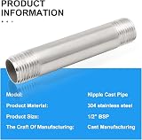 ERGAOBOY 2 Pcs 100mm 1/2 Inch BSP Nipple Cast Pipe 304 Stainless Steel view 3