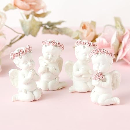 Amazon お座りエンジェルオブジェ 4種セット 天使 Anjel エンジェル ハート 薔薇 バラ ばら ローズ Rose 薔薇雑貨 姫系雑貨 薔薇柄 リビングインテリア クリスマス雑貨 おもちゃ