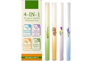 FUELEGO Herbal Diffuser Pen, Anxiety Pen, 4-in-1 Wellness Diffusion Pens, Sleep, Lung Cleanse, Plant-Based (4Pcs), Improving Breathing and Oral Air Freshening 600 Uses