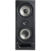 Polk Audio 265-RT 3-way In-Wall Speaker, The Vanishing Series, Black | Fits Ceiling/Wall, High-Performance Home Stereo Speakers, Use as Front, Rear, or Surrounds, Power Port, Paintable Grille