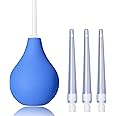 TopQuaFocus 8oz Enema Bulb Kit Anal and Vaginal Douche Bulb for Men Flushing System Enemas Silicone Bulb 4 Replaceable Tips (Blue, 224ml)