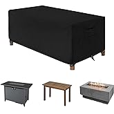 WOMACO Patio Rectangular Fire Pit Cover Waterproof Outdoor Fireplace Cover Heavy Duty Rectangle Fire Table Firepit Cover - 56 x 28 x 24 inches, Black
