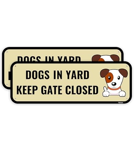 Metallschild 'Please Keep Gate Closed Dogs In Yard' – 2 Stück, Schwarz, 13x26 Cm