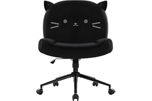 IWMH Armless Office Desk Chair with Wheels,Ergonomic Criss Cross Legged Computer Chair with Fabric Padded, Height Adjustable Wide Seat Vanity Chair,Mid Back Task Chair for Home, Bedroom (Black)