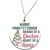 MEDROC Nurse Practitioner Christmas Ornament - Round Ceramic 3", Nurse Practitioner Week Appreciation Gifts Bulk for Women Men, Thank You Gift for NP Holiday Season Home Office Décor