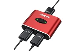 HDMI Switch,4K@60hz HDMI Splitter, HDMI Switcher 2 in 1 Out, HDMI Switch Splitter, SGEYR Red Aluminum HDMI 2.0 Bi-Directional Switch, Support 3D,4K, HDR, Compatible for PS4/Xbox,DVD Fire Stick HDTV