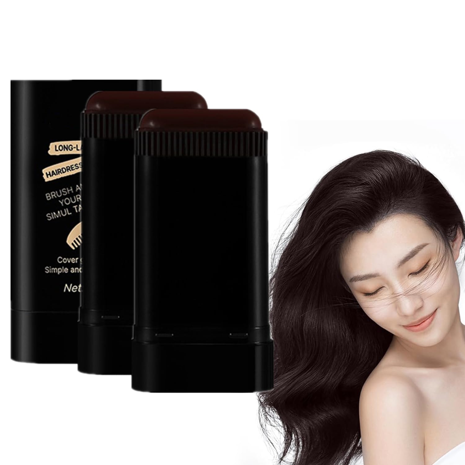 Photo 1 of 2Pc Safe and Convenient Comb Hair Dye, Portable Hair Dye Comb For Gray Hair Coverage, Waterproof and Sweat-Proof Hair Colouring Stick, 2 in 1 Instant Dye for Women & Men (Black Brown)