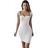 Zeflows Womens Sweetheart Neck Sleeveless Ribbed Bodycon Dresses Wide Shoulder Straps Slim Fit Basic Party Mini Dresses