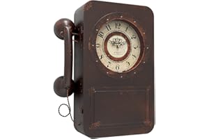 Abdurey Retro Old Telephone Wall Clock with Hidden Safe, Battery Operated Quartz Metal Wall Clocks, Large Rectangular Vintage Decor Clocks, for Farmhouse, Living Room(16" H x 12" W x 4" D)