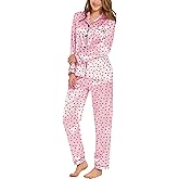 SWOMOG Womens Silk Satin Pajamas Set Long Sleeve Button Down Sleepwear 2 Piece Lounge Set Pj Set XS-3XL