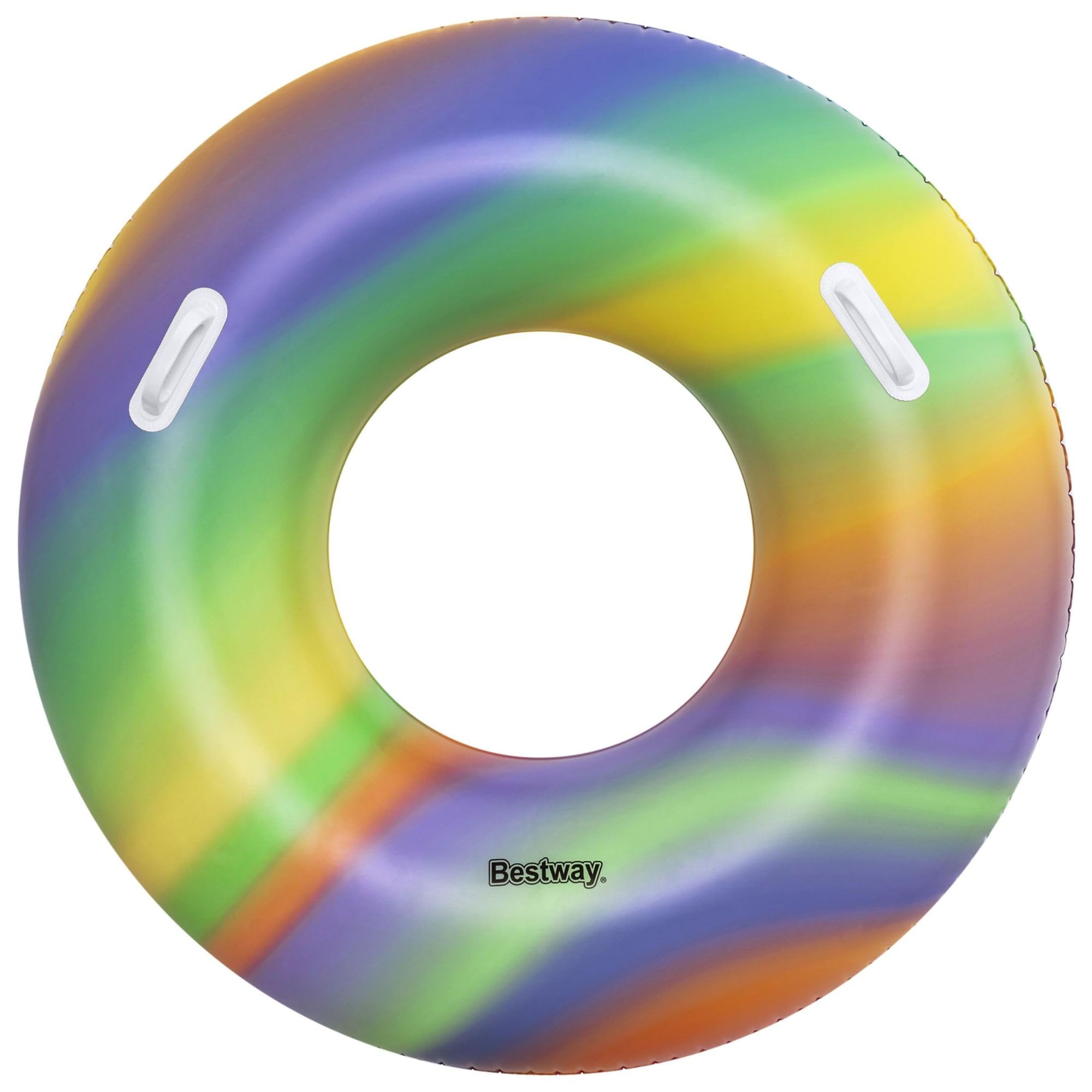 Bestway Inflatable Swimming Ring for Teens and Adults, Durable Inflatable Swimming Float, Summer Water Pool Toys, Rainbow Colours