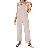 Omoone Women Sleeveless Straps Baggy Jumpsuit Overalls Casual Summer Bib Rompers Pockets