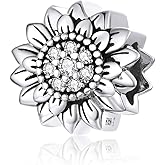 Rose Flower Charms for Pandora Bracelets 925 Sterling Silver Love Live Charm Heart Bead Happy Family House Charm for Bracelet (Sunflower)