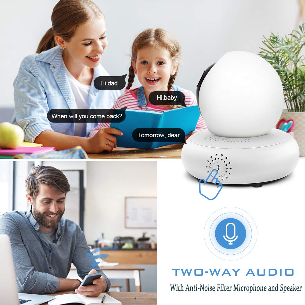 Home Security Camera Wifi,1080P HD Wireless IP Security Surveillance With Night Vision Motion Detection Cloud Service 2-Way Audio Micro SD Recording Monitor for Baby/Elder/Pet