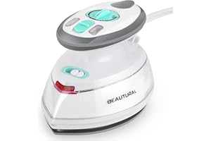 BEAUTURAL Mini Travel Steam Iron for Clothes with Dual Voltage, Non-Stick Soleplate, Anti-Slip Handle, Ideal for Sewing, Quilting and Handcraft