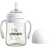 UBMOM No-spill, Backflow prevention Sippy Cup with Straw, PPSU Learner Cup with Handle for Baby and Toddlers, BPA free, 6.76oz (White)
