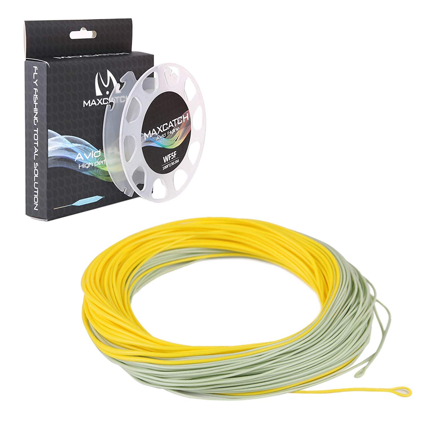 MAXIMUMCATCH Avid Fly Line with Welded Loop, Weight Forward Floating Fly Fishing Line 100ft (3F/4F/5F/6F/7F/8F) (Gold/Moss, WF3F)