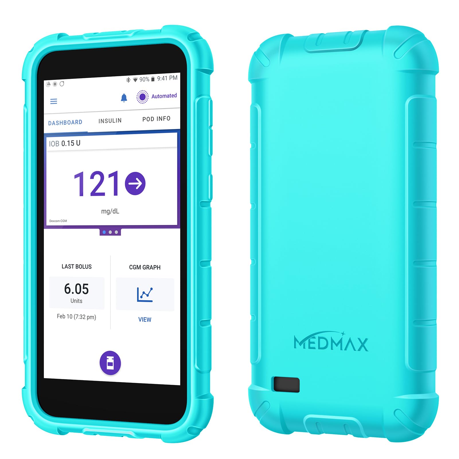 MEDMAX Silicone Case for Omnipod 5, Lightweight Shockproof Anti Slip Protective Cover Soft Gel Skin with Raised Bezel for Omnipod 5 Device, (Mint Green)