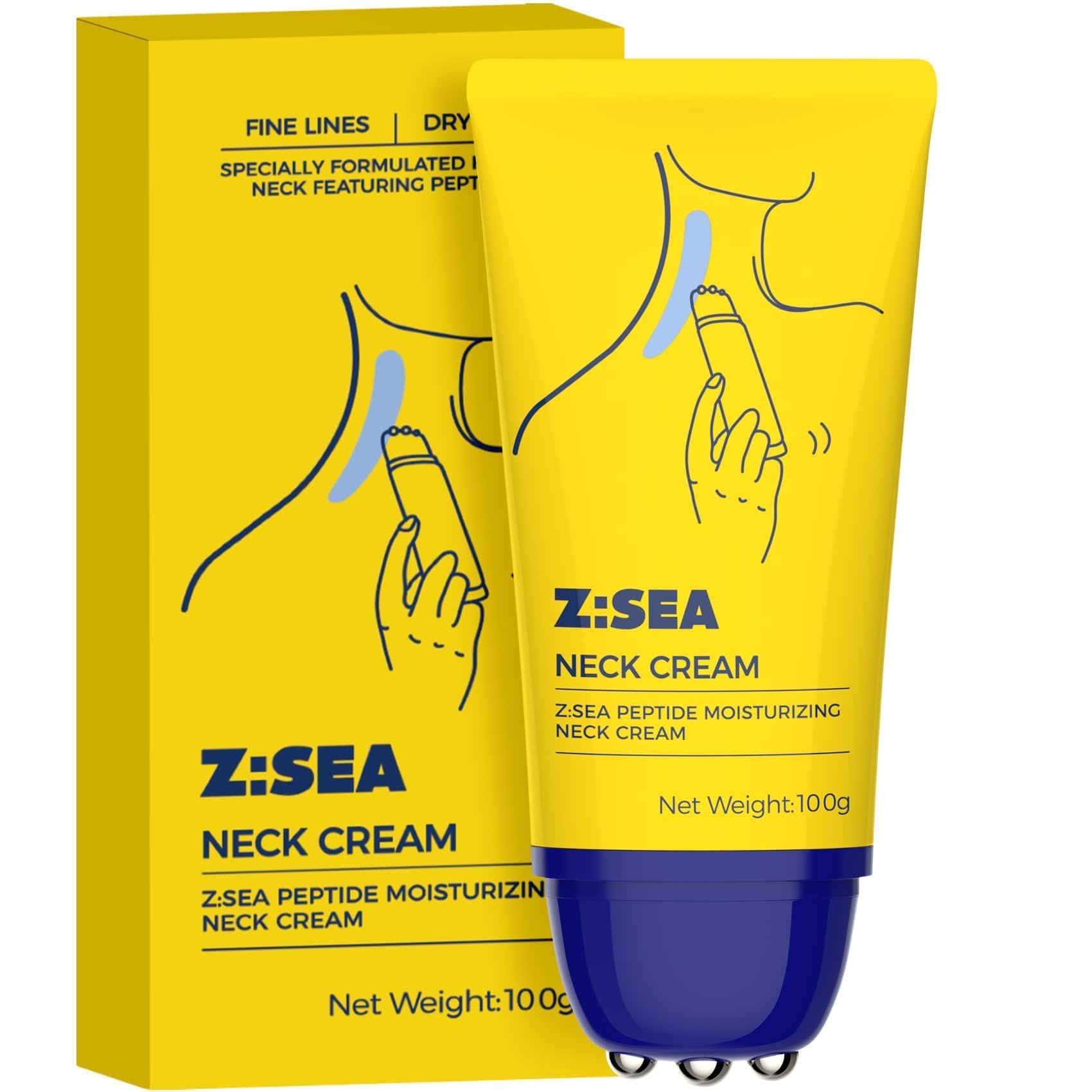 Photo 1 of *MINOR DAMAGE - USED*
Z:SEA Neck Firming Cream with Roller - 3.52 Fl Oz Anti-Aging Neck & Chest Cream with Peptide Complex, Collagen, Hyaluronic Acid, Vitamin B5, Ceramide, Moisturizing, Smooths Wrinkles & Fine Lines??