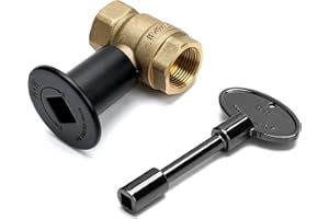 Skyflame 3/4 Inch Straight Gas Key Valve Kit for Fire Pit Fireplace with Flat Black Flange, and 3 Inches Universal Key