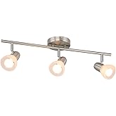 XiNBEi Lighting Track Light, 3 Light Kitchen Ceiling Light with Glass, Modern Fixed Rail Lighting Brushed Nickel XB-TR1237-3-