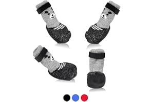 IDEASPARK Dog Cat Boots Shoes Socks with Adjustable Waterproof Breathable and Anti-Slip Sole All Weather Protect Paws(Only for Tiny Dog) (S, Black)