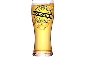 Onebttl Godfather Gifts, Beer Glass Funny Gift Idea for The Best Godfather for Christmas, Birthday, Box and Greeting Card Inc
