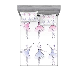 Ambesonne Ballet Fitted Sheet & Pillow Sham
