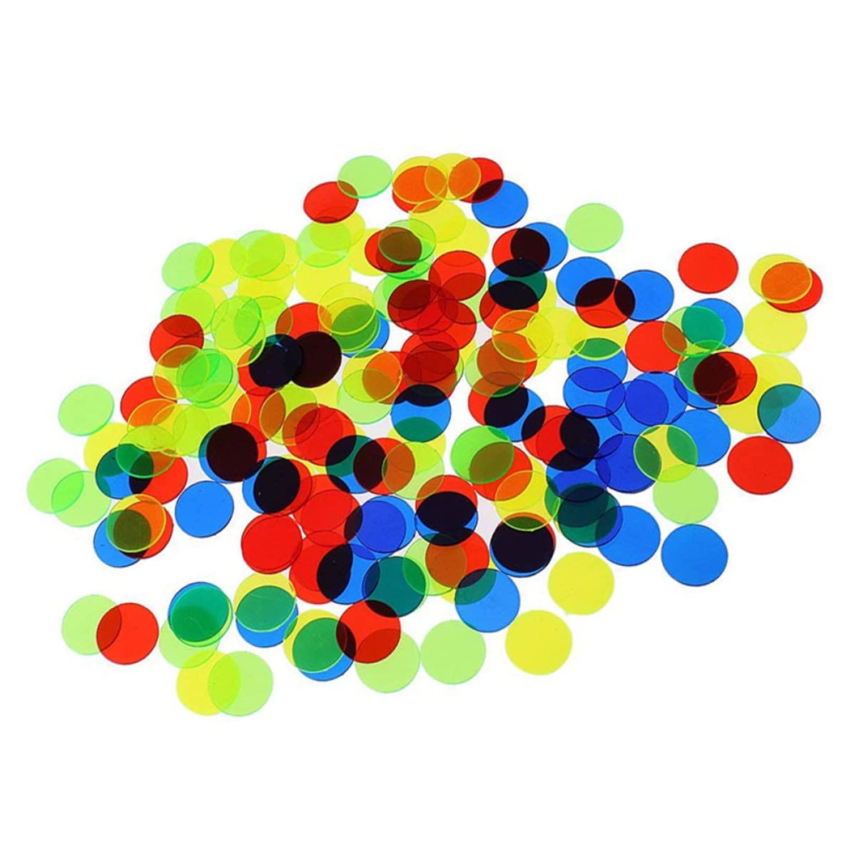 Toyvian 200Pcs Plastic Bingo Chips 0.59In Colorful Markers for Bingo Game Set Carnival Party Counting Discs and Math Learning Tools