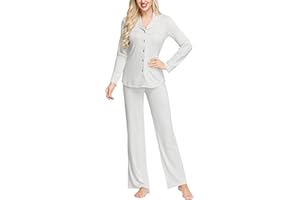 INK+IVY Women's Rayon Long Sleeve Button Top & Trouser Pajama Set, Casual Soft Breathable Sleepwear