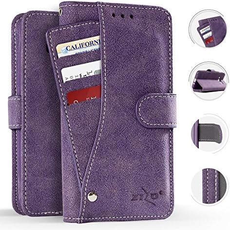 Slide Out Pocket Wallet Case w/ID Sleeve & TPU Phone Holder for Samsung Galaxy S8+ Plus G955 (Purple)