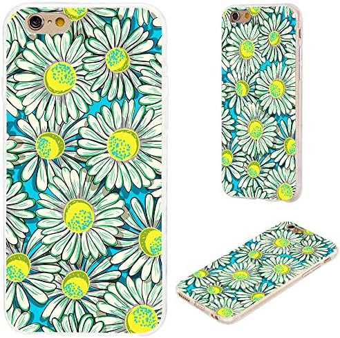 iPhone 6s Plus Case,iPhone 6 Plus Case,VoMotec [Elegant series] Anti-scratch Slim Flexible Soft TPU Protective Shell Cover Case For iPhone 6 6s Plus 5.5,pattern of yellow blue daisys on blue