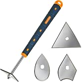 MANUFORE 13-Inch Contour Paint Scraper with 3pcs Different Shapes Blade | Long Soft Grip Handle, Stainless Steel Blades, Remove Paint, Putty Caulk, Scrape Various Rounded and Contoured Wood Surfaces