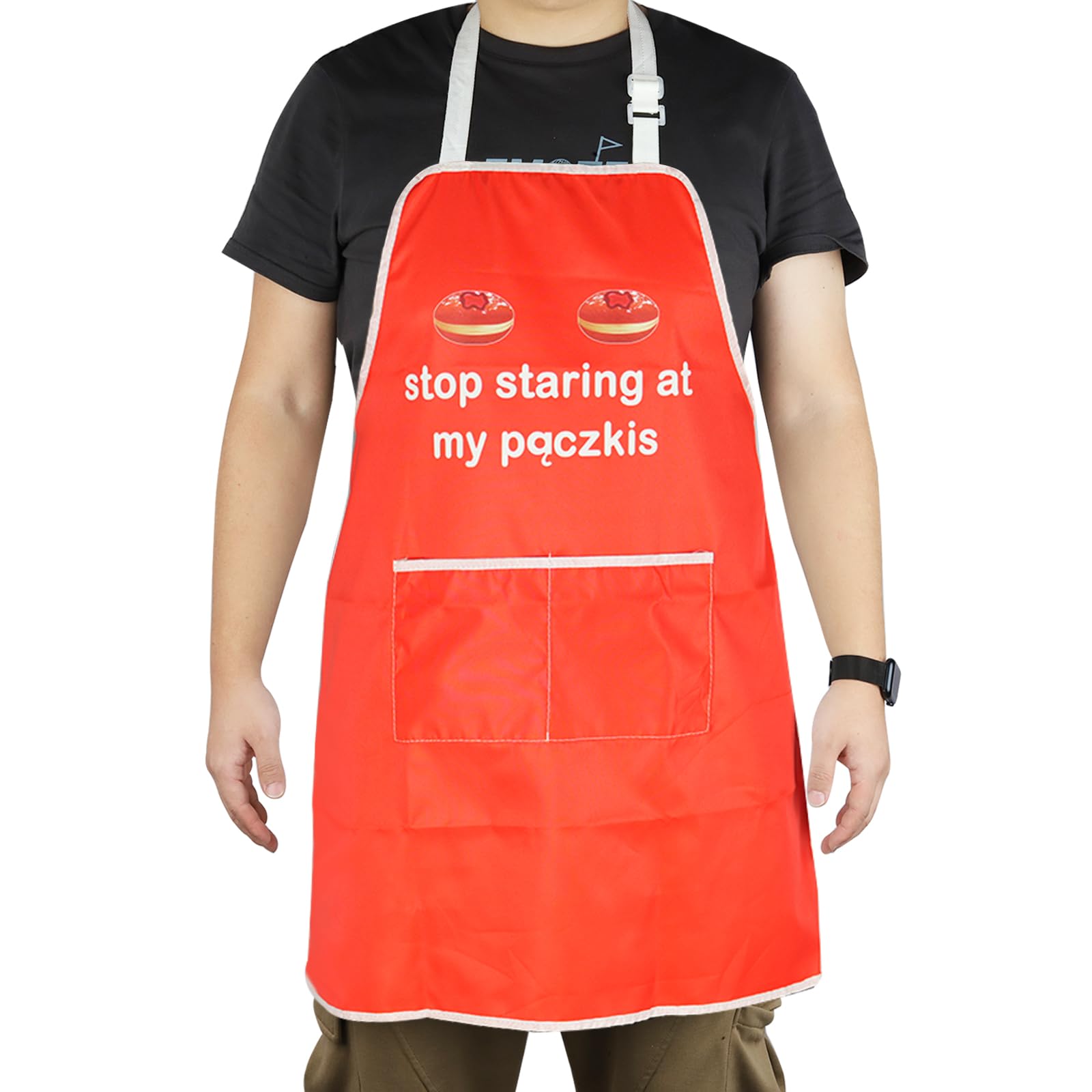 CENWA Funny Polish Apron Paczki Day Gift Polish Apron Stop Staring At My Paczkis Kitchen Apron for Women Men (My Paczkis Apron eu)