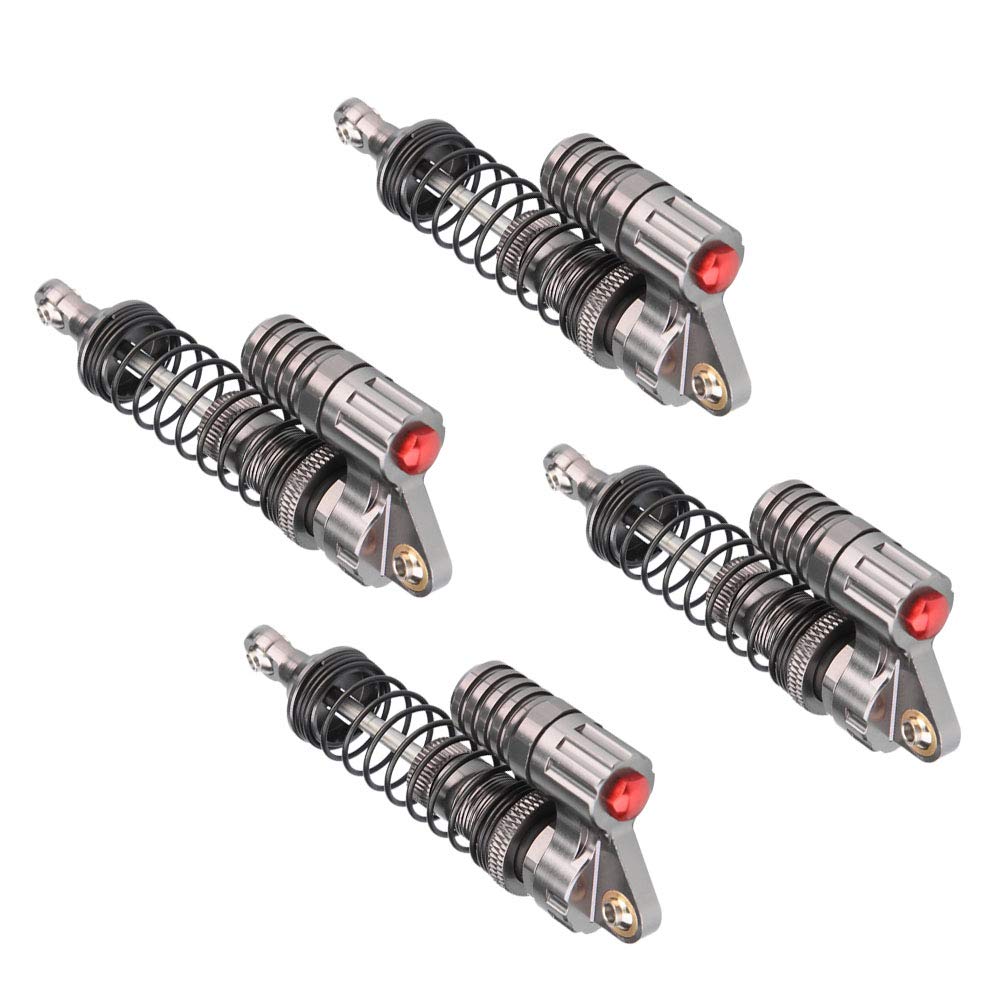 RC Shock Absorber,4 Pcs CNC Machining Aluminum Shock Absorber for Axial / SCX10 / D90 / / RC Crawler Car,Double Spring Design Replacement Accessories for the Old or Broken One