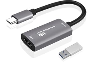 Video Capture Card-HDMI to USB C Record Capture Card in 1080p60-High Definition Acquisition Support for Online Conferencing, 