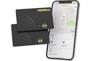 [Apple MFi Certified] VOCOlinc Air Card Tag Rechargeable Wallet Tracker 1.6mm 2 Pack, Item Finder Work with Apple Find My APP
