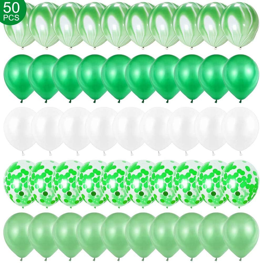 60 Piece Green Marble Confetti Balloons - 12 Inch Agate Balloons For Party Decorations