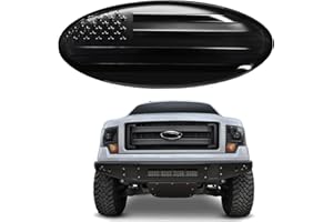 LINOAH 9 Inch Front Grill Rear Tailgate Emblem for 04-14 F150, 11-14 Edge, 11-16 Explorer, 06-11 Ranger, 07-14 Expedition, 9"X3.5" for Ford, Black American Flag