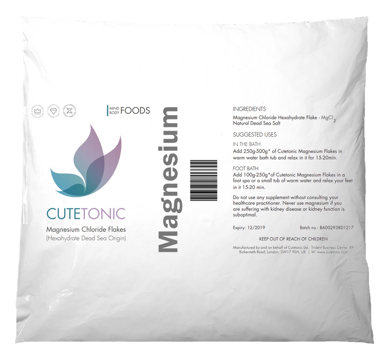 Cutetonic® Ultra Pure Magnesium Chloride Flakes Dead Sea Origin (Bag) (5KG) — image 1