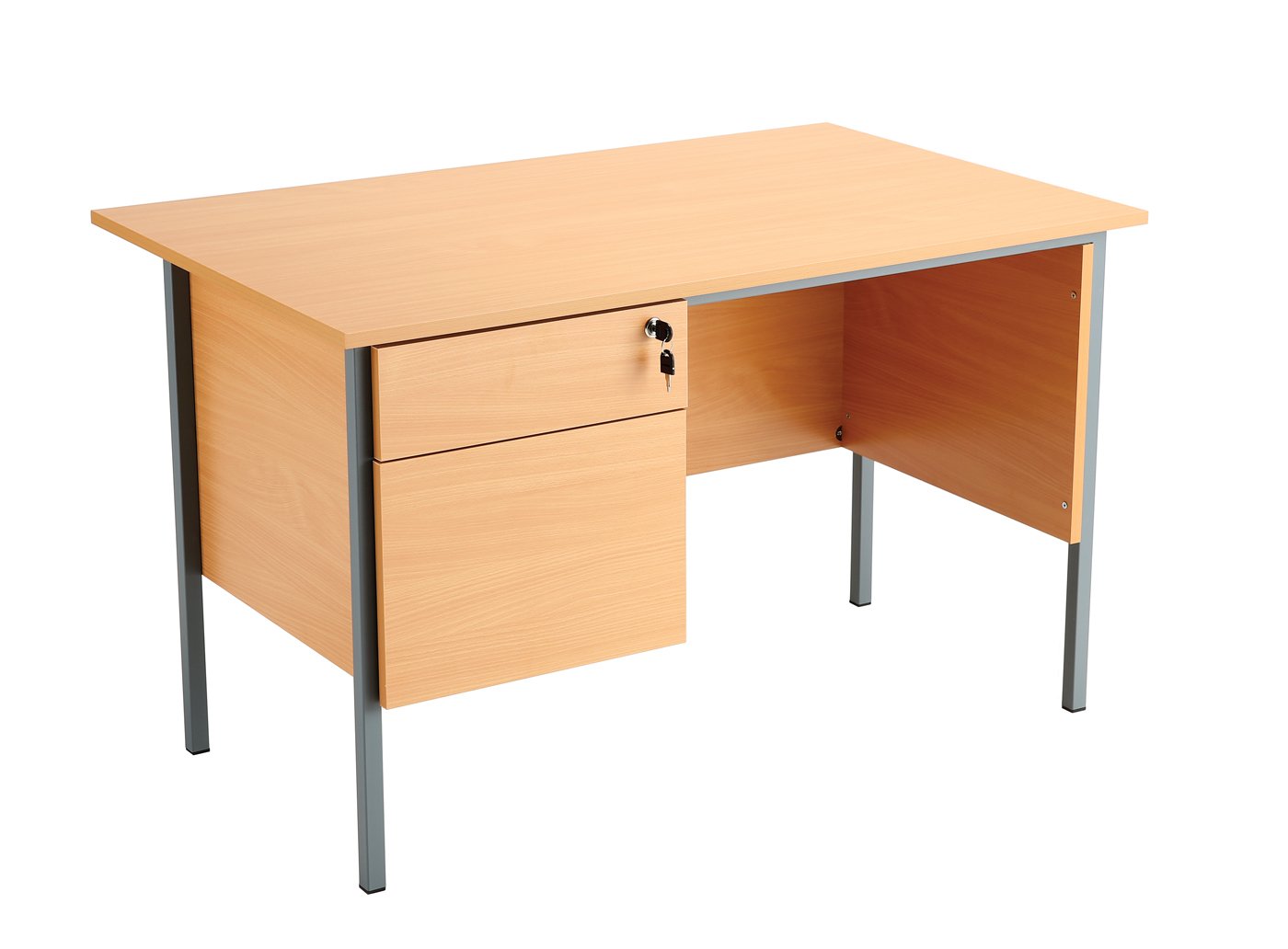 Office Hippo Eco 18 Desk with Two Drawer Pedestal, Beech, 120 cm x 75 cm