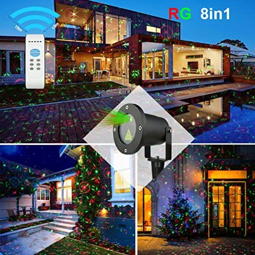 8 in 1 Laser Projector Lights for Christmas with Auto Timer and IR Wireless Remote Controls Multi Units, Waterproof Shimmering Holiday Lights Projector for Decorations