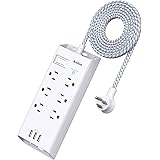 Power Strip Surge Protector, Addtam 6 Outlets and 3 USB Ports 5Ft Long Extension Cord, Flat Plug Overload Surge Protection Ou