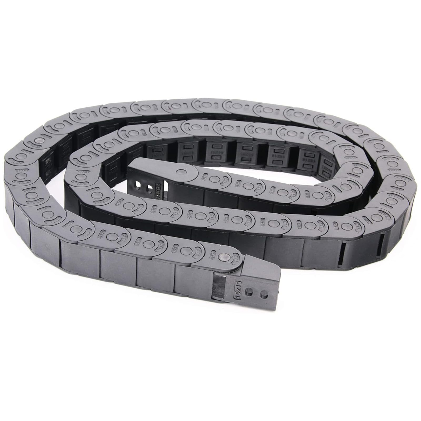 RuoFeng 1m Semi-Enclosed Black Plastic Drag Chain Cable Carrier for CNC Router Mill (15mm x 15mm)